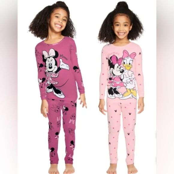 Girls Minnie Mouse 4-piece Cotton Pajama Set - Picture 1 of 2
